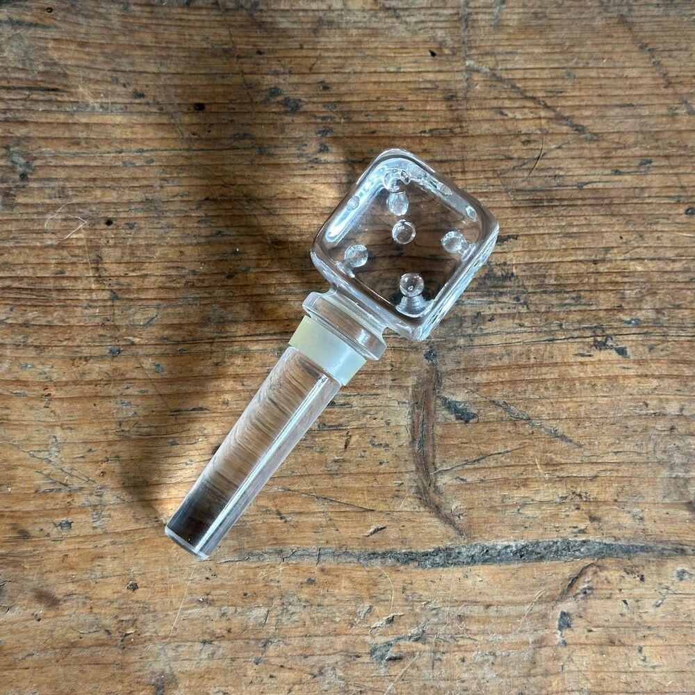 Vtg Mikasa 'Casino' Crystal Dice Decanter Wine Bottle Stopper Clear Glass T8232